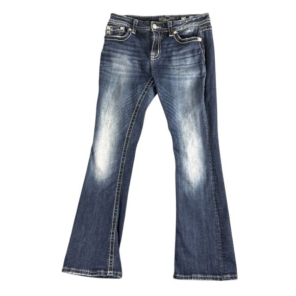 Miss Me Womens Standard Bootcut Jeans Sz 30 Embellished Dark Wash E3053B2R Y2K - Picture 1 of 13
